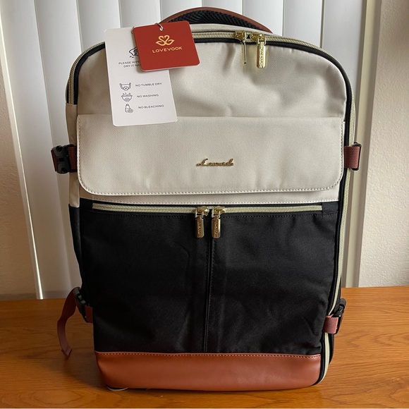 Lovevook Handbags - Lovevook Travel Backpack Weekender Bag Beige/Black/Brown